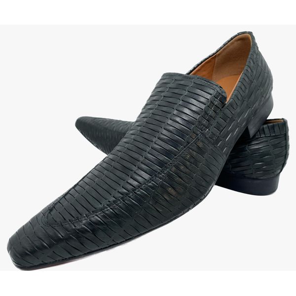 Mocassim Masculino Italiano em Couro Social Preto - Ref: 738