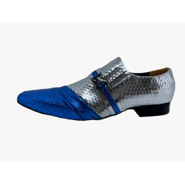 Sapato Masculino Italiano Em Couro Social Azul Ref: D853