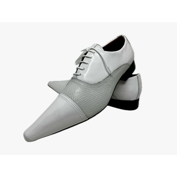 Sapato Masculino Italiano Em Couro Social Branco Serpente Ref: D876