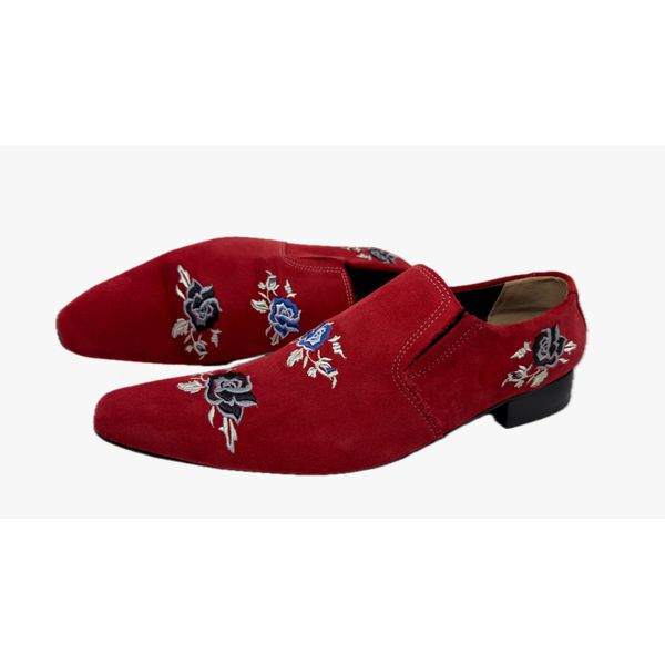 Loafer Sapato CamurÇa Vermelho Sapato Masculino Italiano Em Couro
