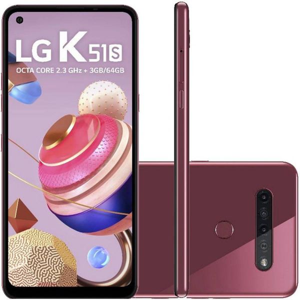 Smartphone LG K51S Dual Chip Android 9.0 Pie 6.55&quot; Octa Core 64GB 4G Câmera 32MP+5MP+2MP+2MP - Vermelho