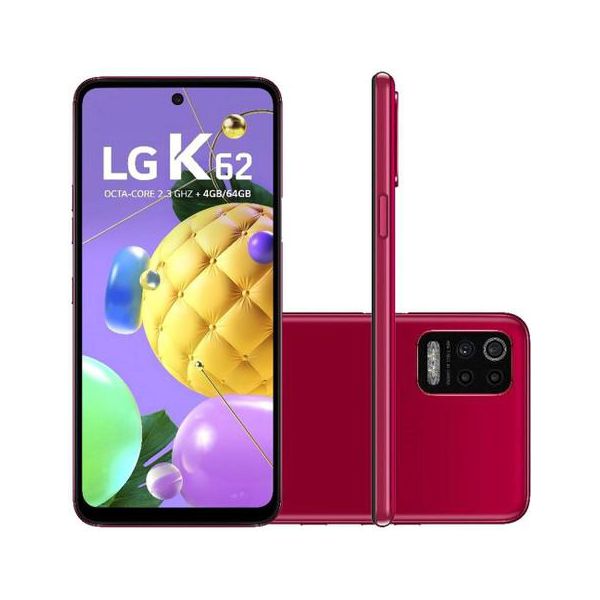 Smartphone LG K62 64GB Vermelho 4G Octa-Core - 4GB RAM Tela 6,59” Câm. Quádrupla + Selfie 13MP