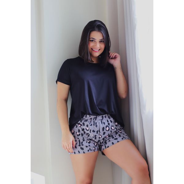 Pijama Manga Curta com Short Animal Print