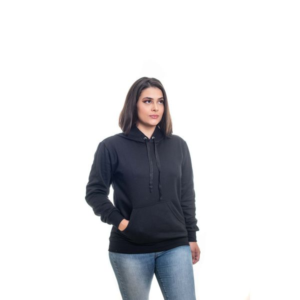 Blusa Moletom Liso Canguru Capuz Feminino