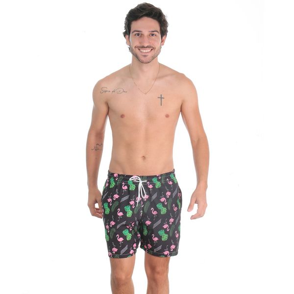 Short Praia Masculino Flamingos