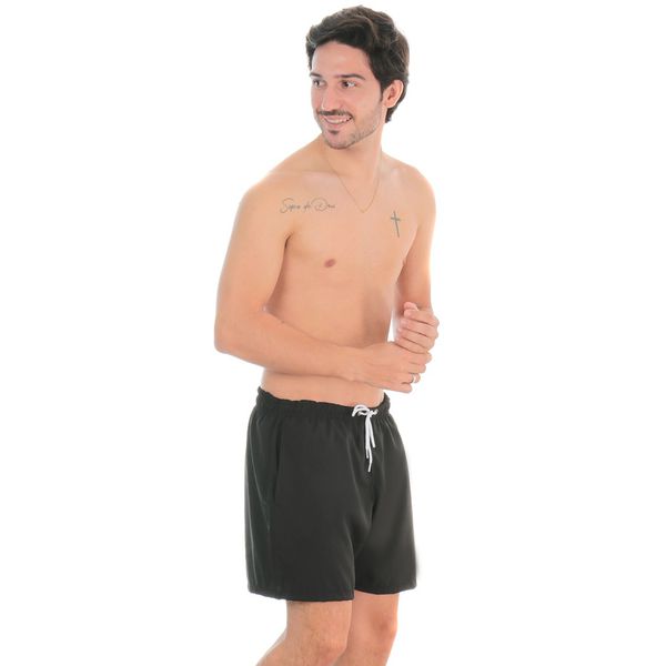 Short Praia Masculino Preto Liso