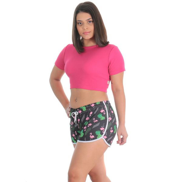 Short Praia Feminino Flamingos