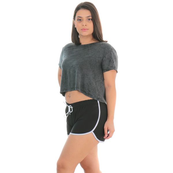 Short Praia Feminino Preto Liso
