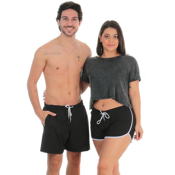 Short Praia Casal Mozão Preto Liso