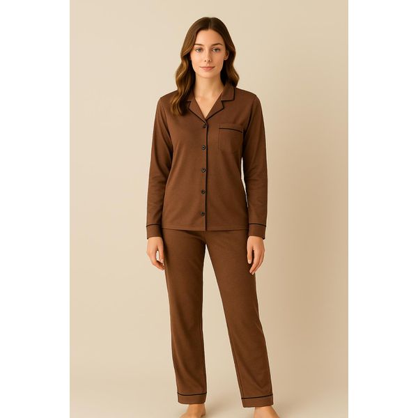 Pijama Americano Longo Marrom