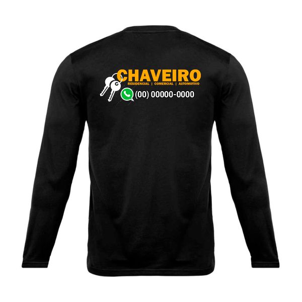 Camiseta Manga Longa Uniforme para Chaveiro personalizado com seu TELEFONE 