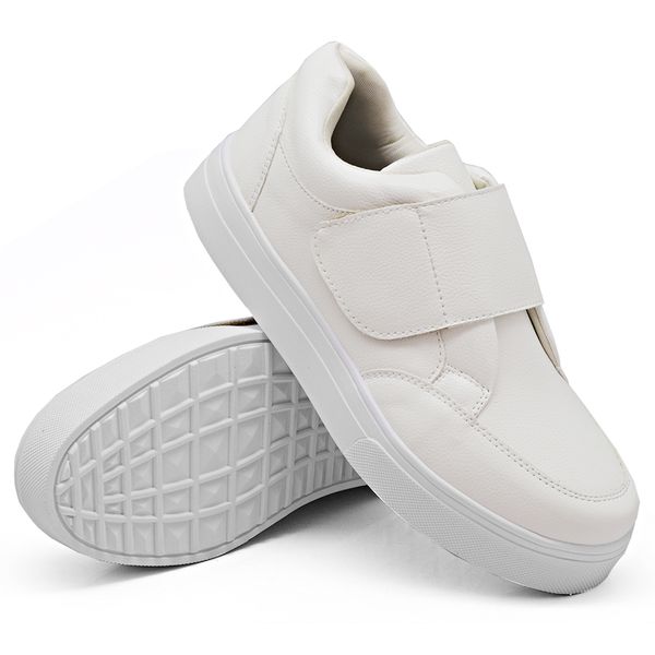 Tênis Slip On Casual Dk Shoes Tira Auto Colante Branco