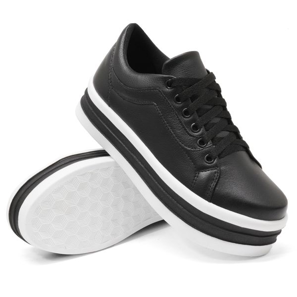 Tênis Casual Flat Form com Cadarço Dk Shoes Preto