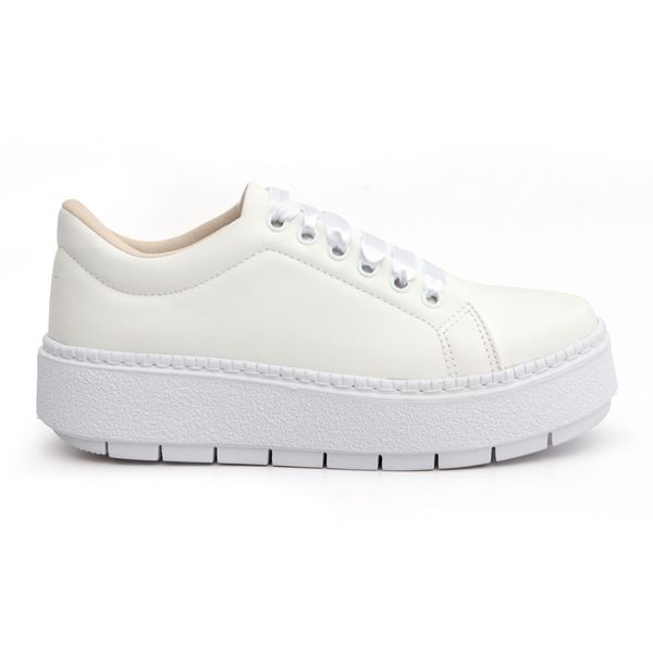 Tênis Casual Flat Form Detalhe Lateral DK Shoes Off White