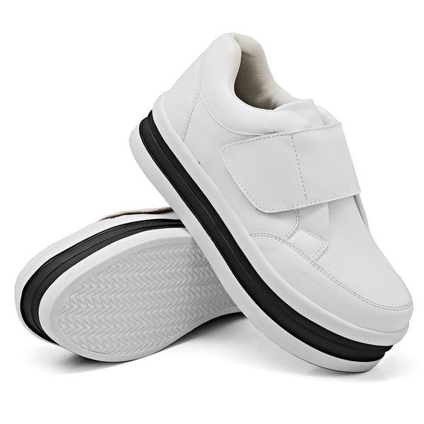 Tênis Slip On Casual Dk shoes Tira Auto Colante Plataforma Branco