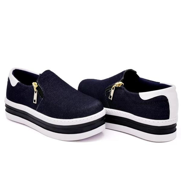 Tenis feminino cheap plataforma jeans ziper