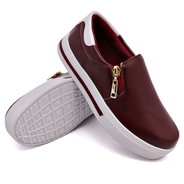Tênis Feminino Slip On Dk Shoes Zíper Lateral Duas Cores