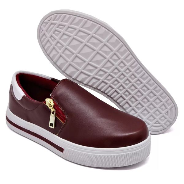 Tênis Feminino Slip On Dk Shoes Zíper Lateral Duas Cores