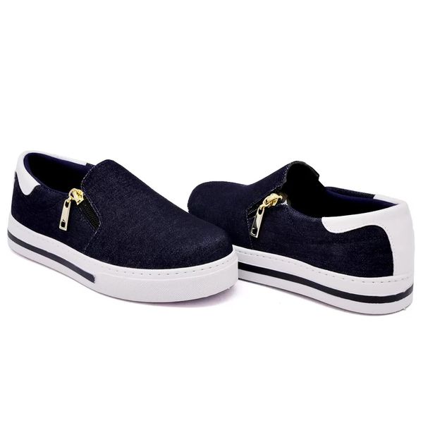 Tênis Feminino Slip On Dk Shoes Zíper Lateral Duas Cores