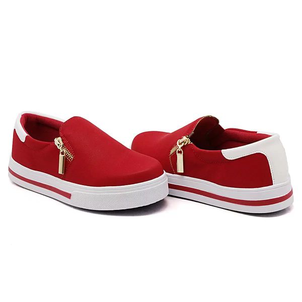 Tênis Feminino Slip On Dk Shoes Zíper Lateral Duas Cores