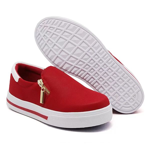 Tênis Feminino Slip On Dk Shoes Zíper Lateral Duas Cores