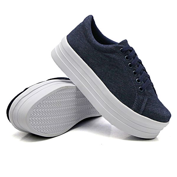 Tênis Cadarços Dk Shoes Siena Flat Form Jeans Escuro