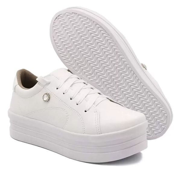 T nis Dia A Dia Plataforma Cadar os Strass DK Shoes Branco DK