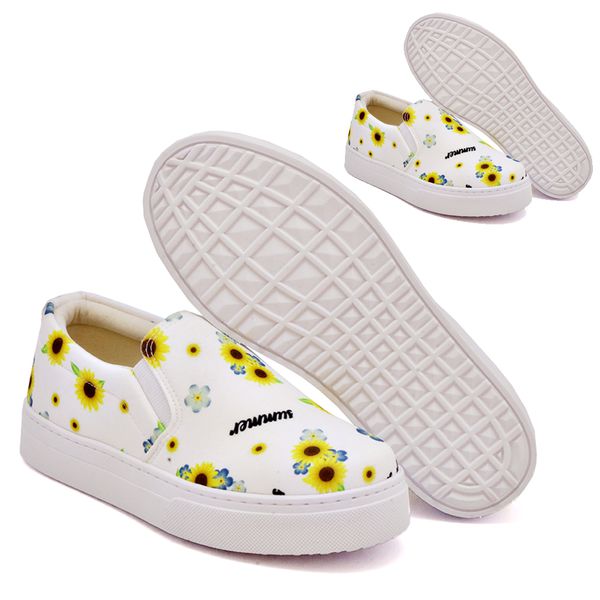 T nis Slip On Floral Infantil Dk Shoes Branco Floral DK Shoes