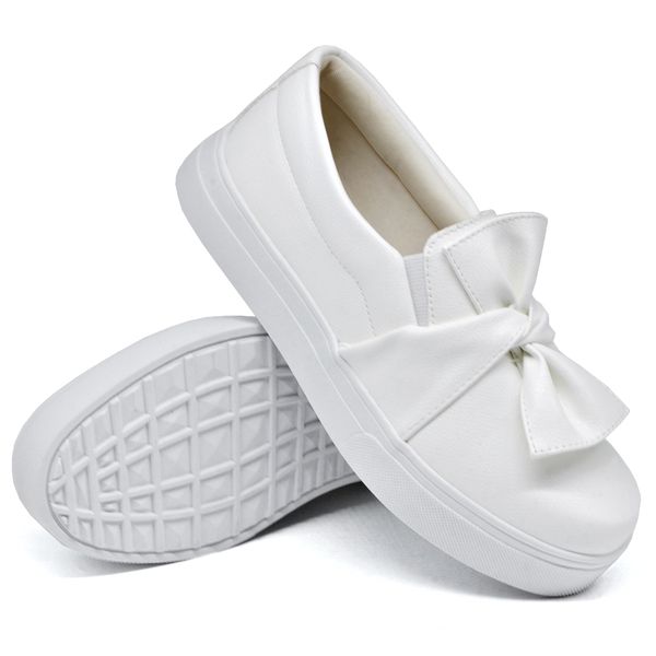 Tênis Infantil Slip On Dk Detalhe Laço Branco