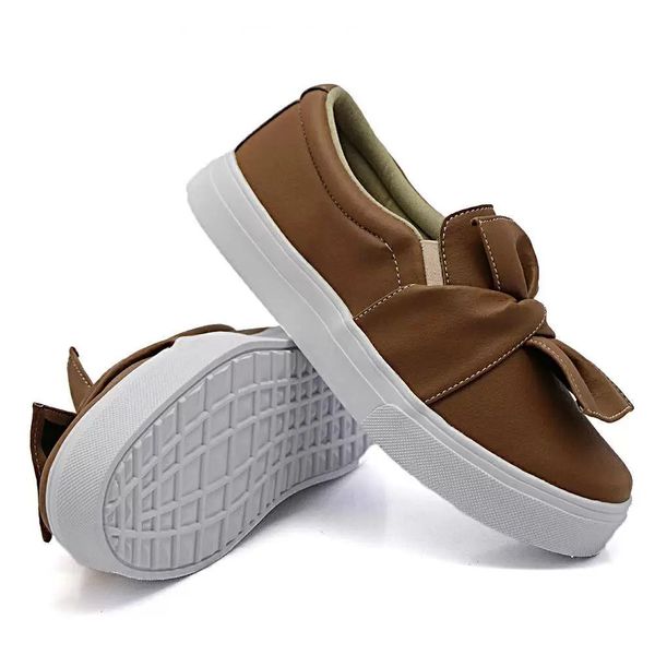 Tênis Infantil Slip On Dk Detalhe Laço Caramelo