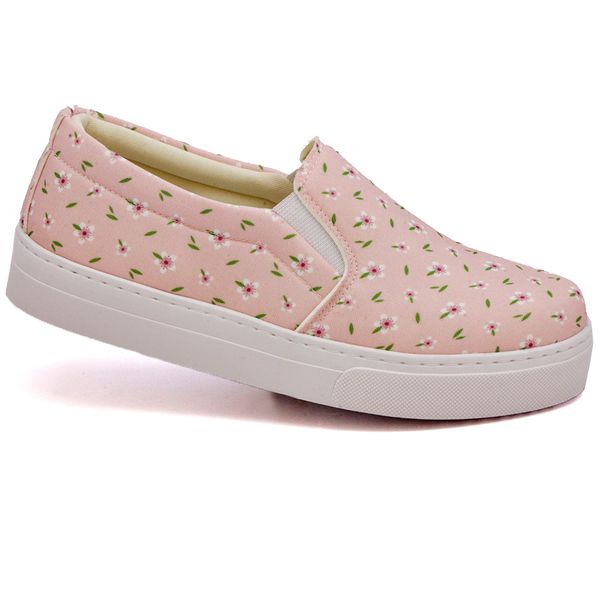 Tênis Slip On Floral Infantil Dk Shoes Rosê