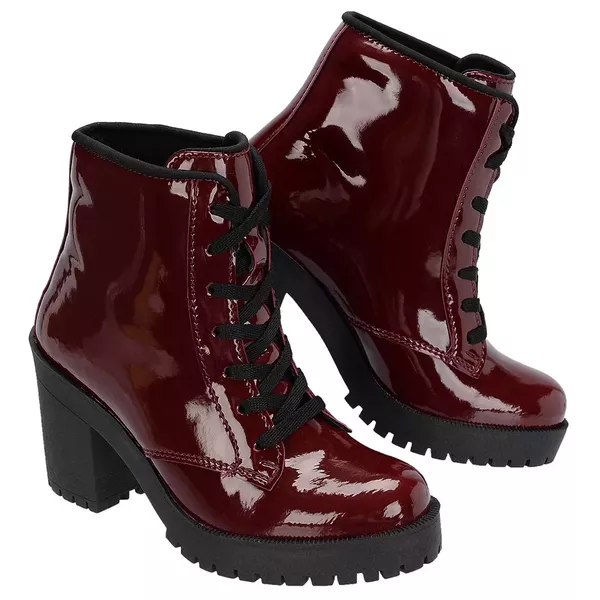 Bota Feminina Sola Tratorada Dmazons Vinho Verniz