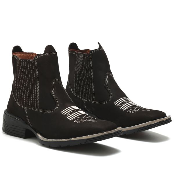 Bota Texana Masculina Couro Café