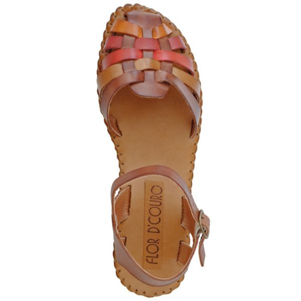 Sandalia flor outlet de couro