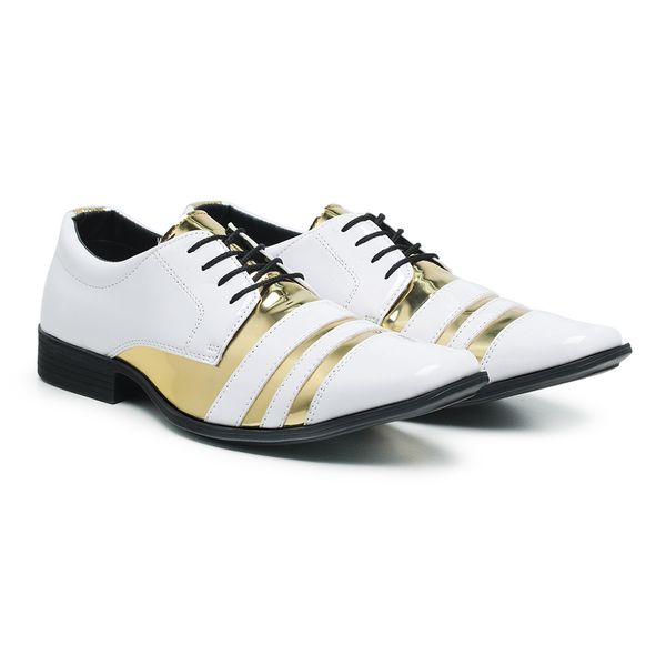 Sapato Social Masculino Irlanda-Branco e Dourado - DM STOREE