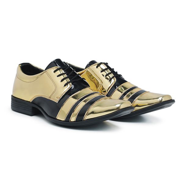 Sapato Social Masculino Irlanda-Dourado e Preto - DM STOREE