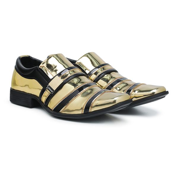 Sapato Social Masculino Dinamarca-Dourado e Preto - DM STOREE