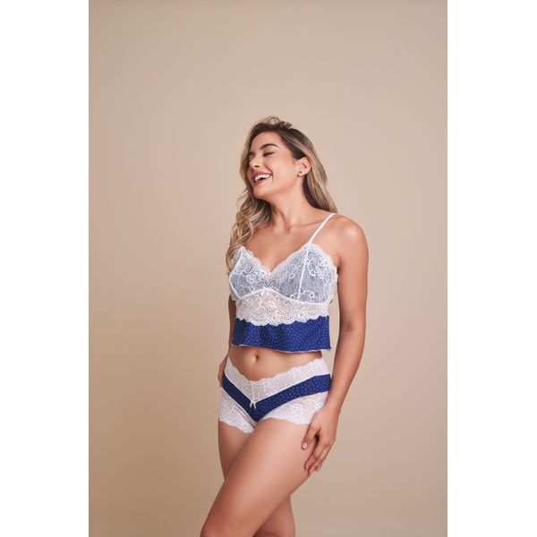 Baby Doll em Suede Estampado com Renda