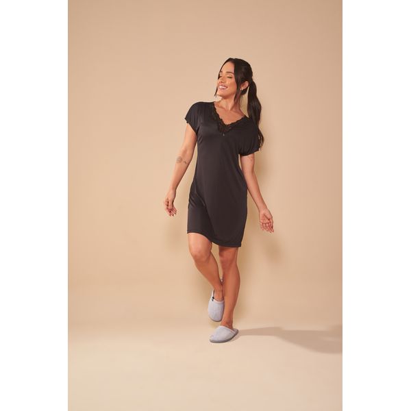 Camisola de liganete lisa com renda