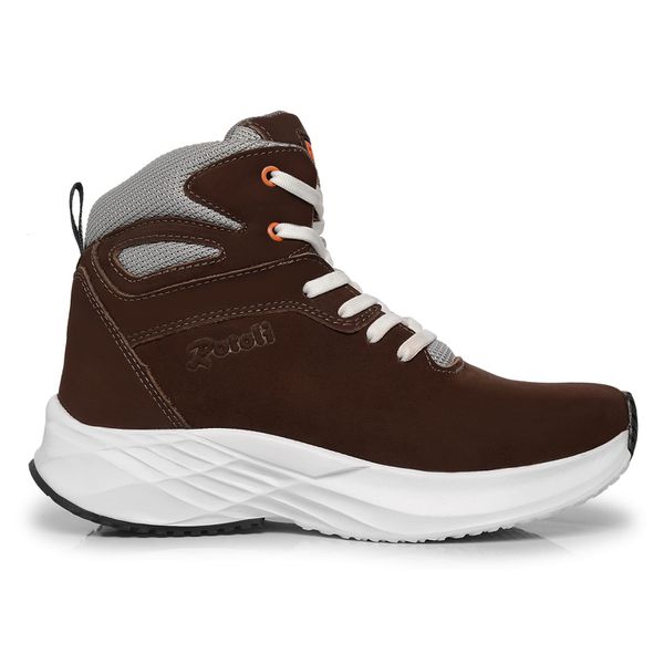 Bota Tênis Fitness Masculino Cano Alto de Couro 207 Café