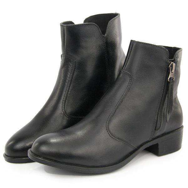 Bota Coturno Feminino Cano Curto Couro Com Ziper 8001 Preto
