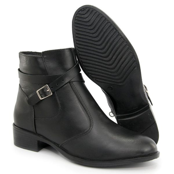 Bota Montaria Coturno Cano Curto Couro com Ziper 8002 Preto