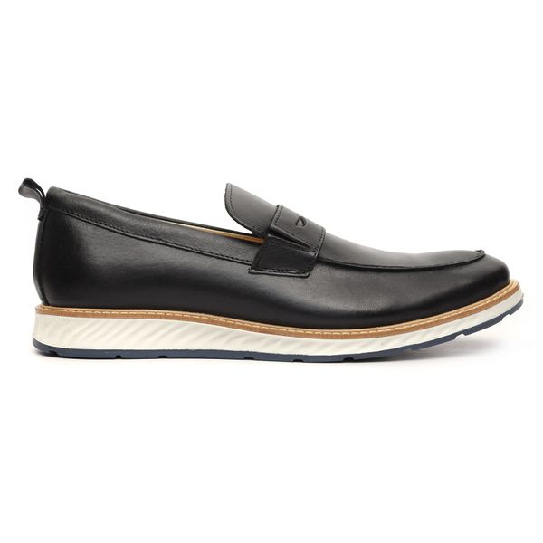 Sapato Casual Masculino Loafer Couro Comfort Preto 9001 Preto