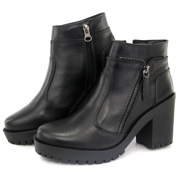 Bota Coturno Tratorada Salto Blogueira Couro Ziper 9007 Preto