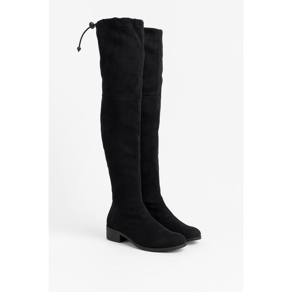Bota Over The Knee Preta Suede - Dolce & Menta