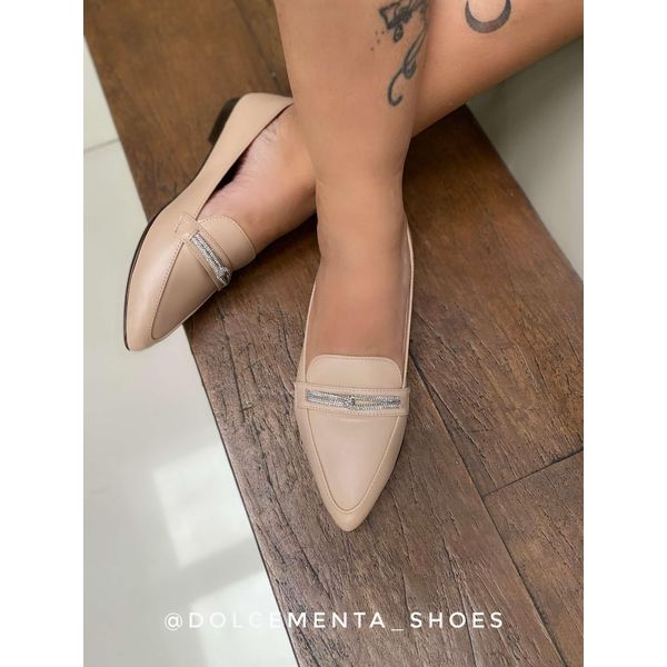Mocassim Bege/Strass Nayara - Dolce & Menta