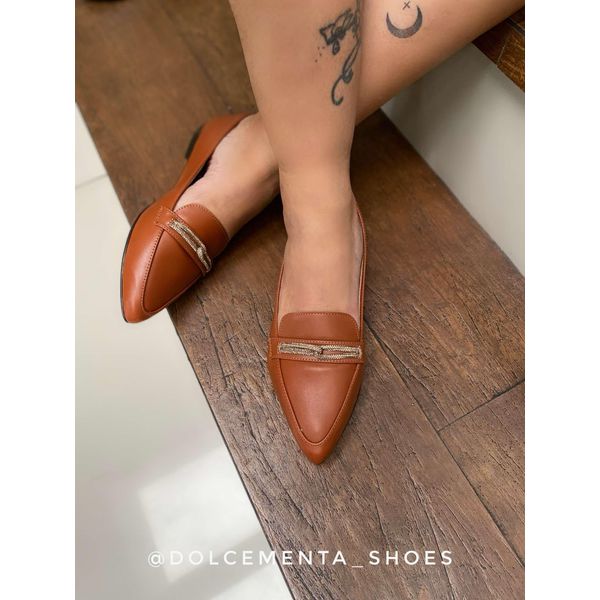 Mocassim Caramelo/Strass Nayara Copia - Dolce & Menta