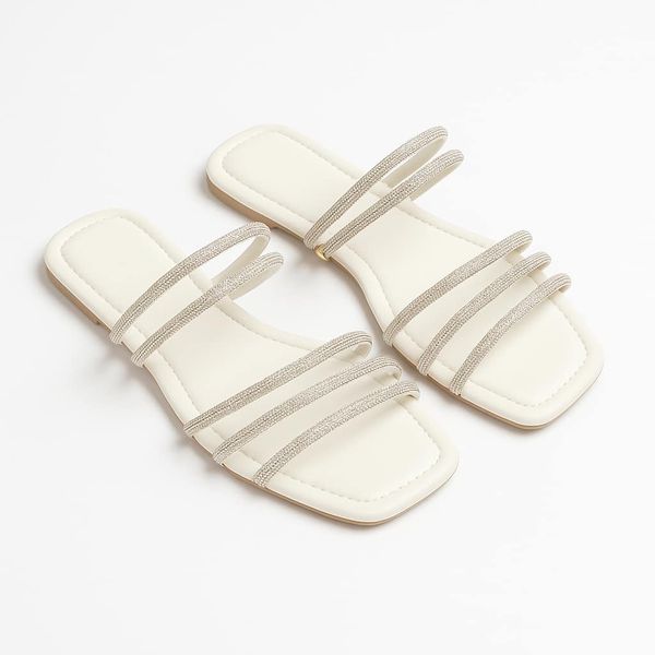 Rasteira Branca/Prata Ste - Dolce & Menta