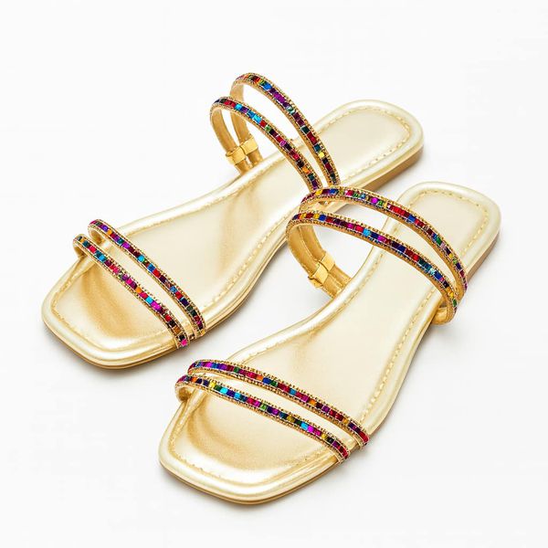 Rasteira Dourada/Colors Ste - Dolce & Menta