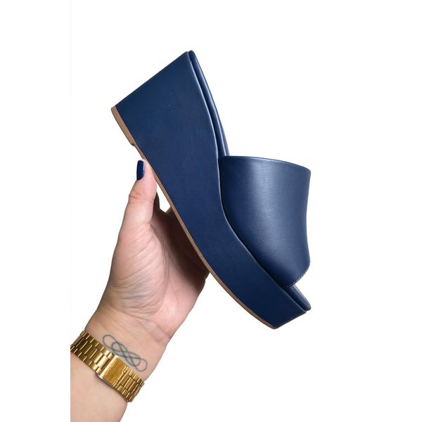 Tamanco Anabela Azul Marinho Ana - Dolce & Menta